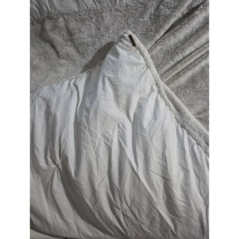 💥 KOOLABURRA BY UGG Faux Fur Queen Comforter Set Shams White Gray